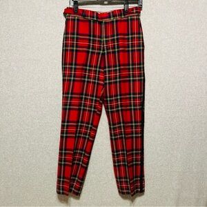 VTG 80s Polo Ralph Lauren Tartan Plaid Wool Pants Men 32 30x27 Red Stewart Italy